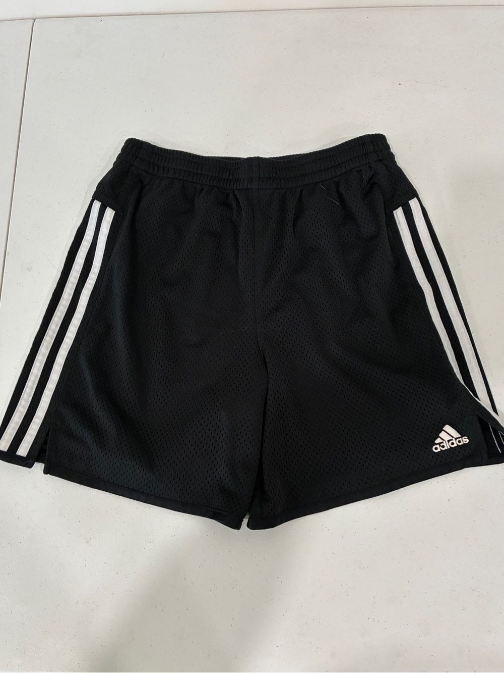 Adidas Boys XL 16 Black Mesh 3 stripe Athletic Basketball Shorts Lined
